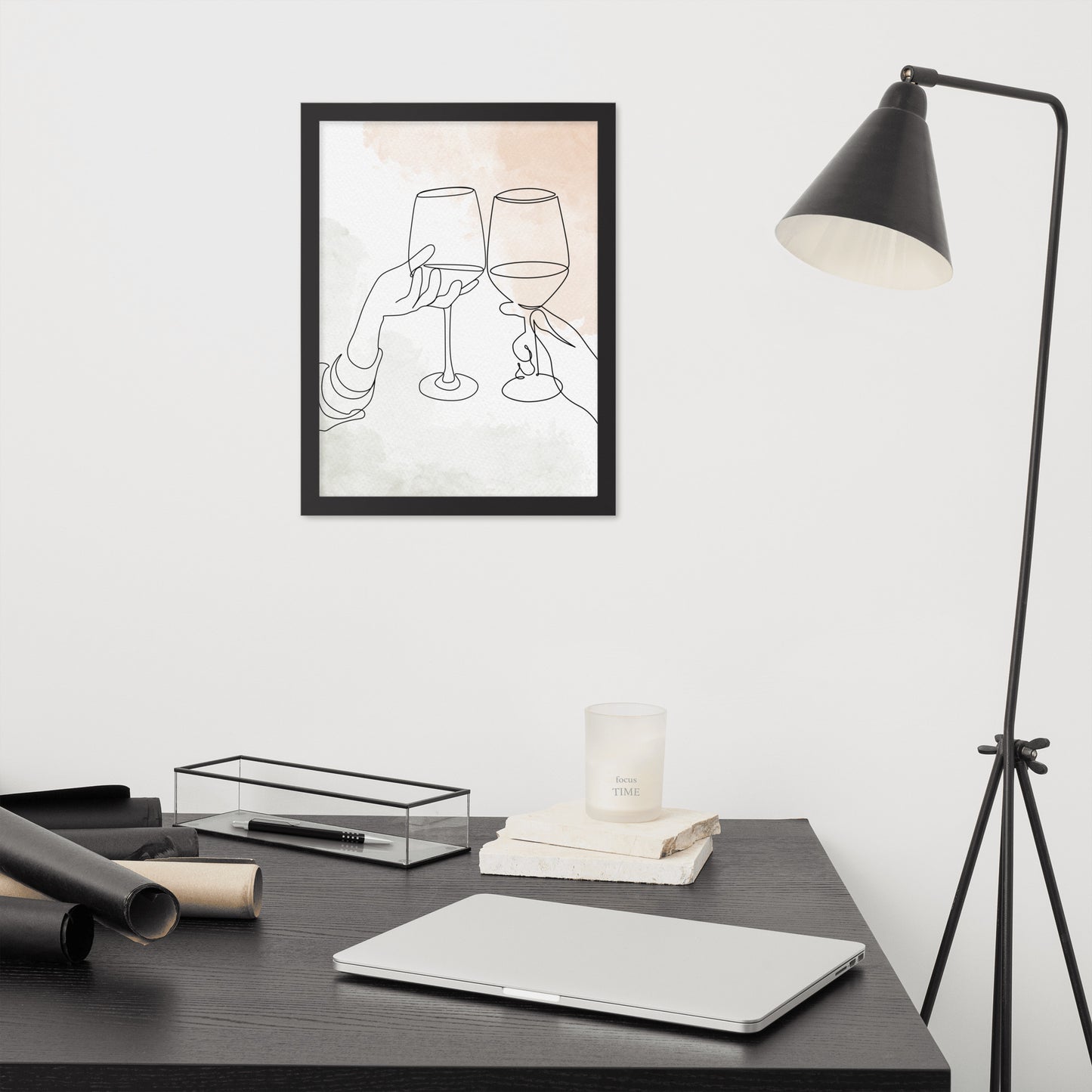 Line Art Toast | Wood Framed Print - Blisscotto