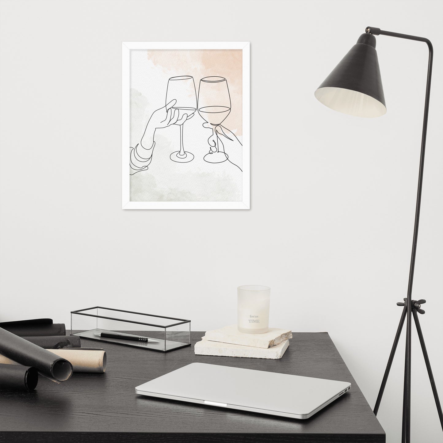 Line Art Toast | Wood Framed Print - Blisscotto
