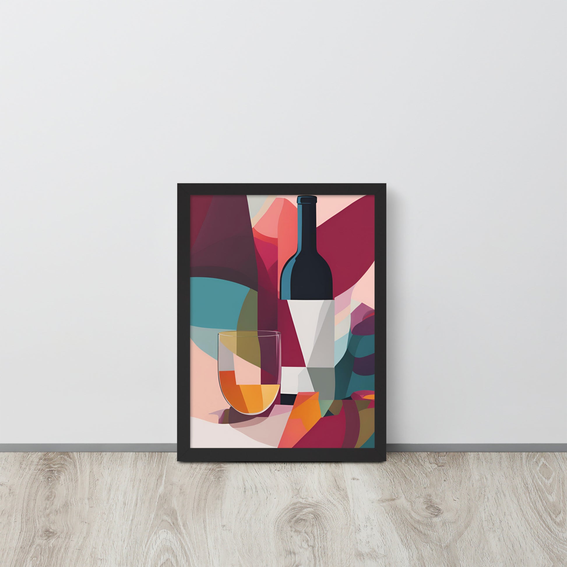 Abstract Red Wine Moment | Wood Framed Print - Blisscotto