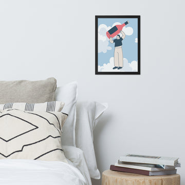Wine in the Clouds | Wood Framed Print - Blisscotto