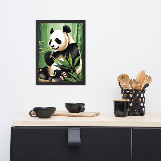 Happy Panda | Wood Framed Print - Blisscotto