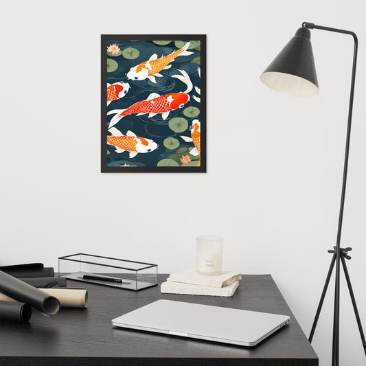 Koi Fish Serenity | Wood Framed Print - Blisscotto