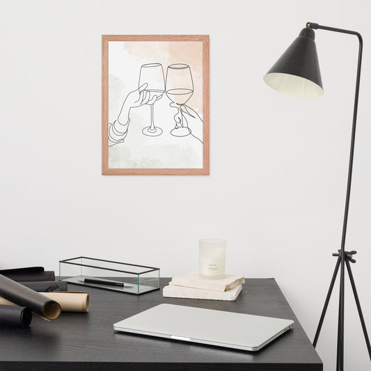 Line Art Toast | Wood Framed Print - Blisscotto