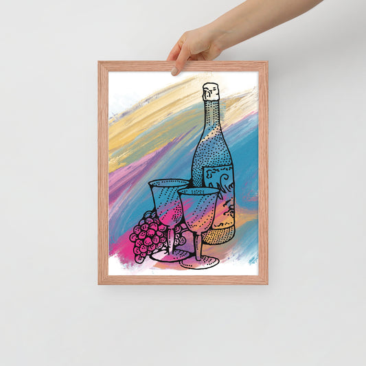 Vintage Wine Night | Wood Framed Print - Blisscotto