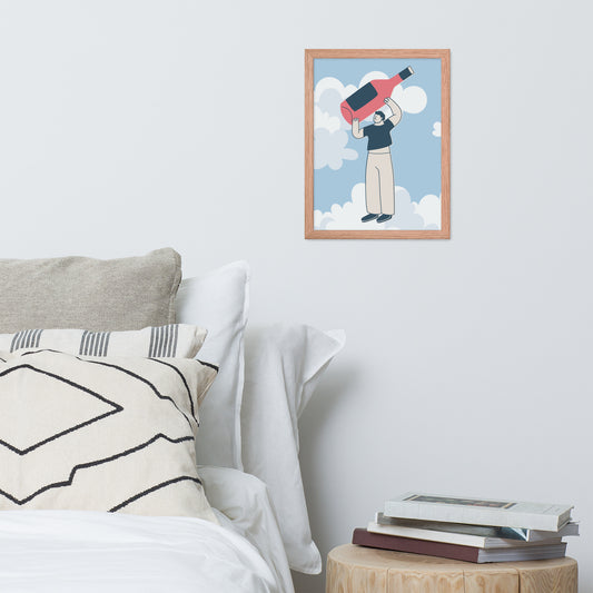 Wine in the Clouds | Wood Framed Print - Blisscotto