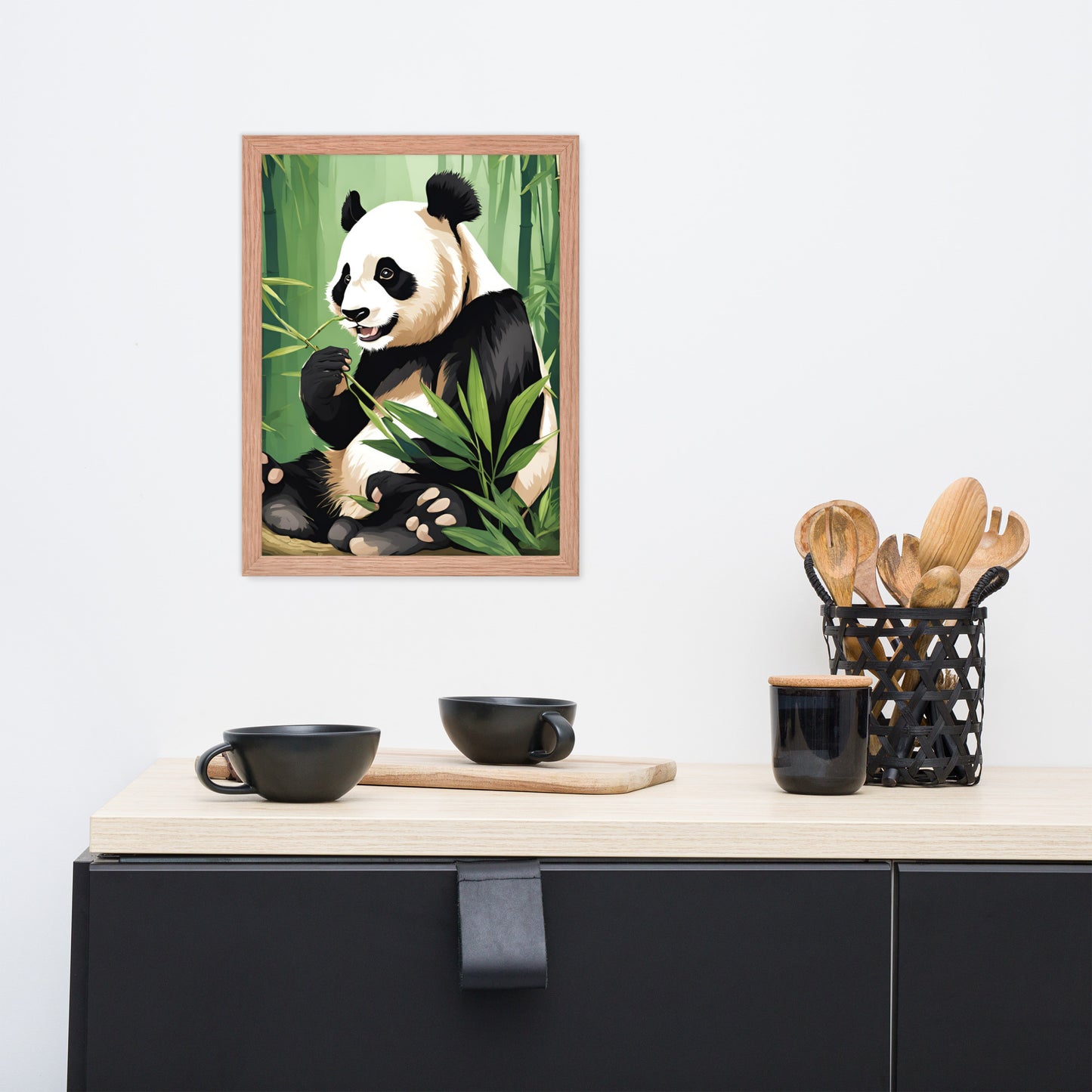 Happy Panda | Wood Framed Print - Blisscotto