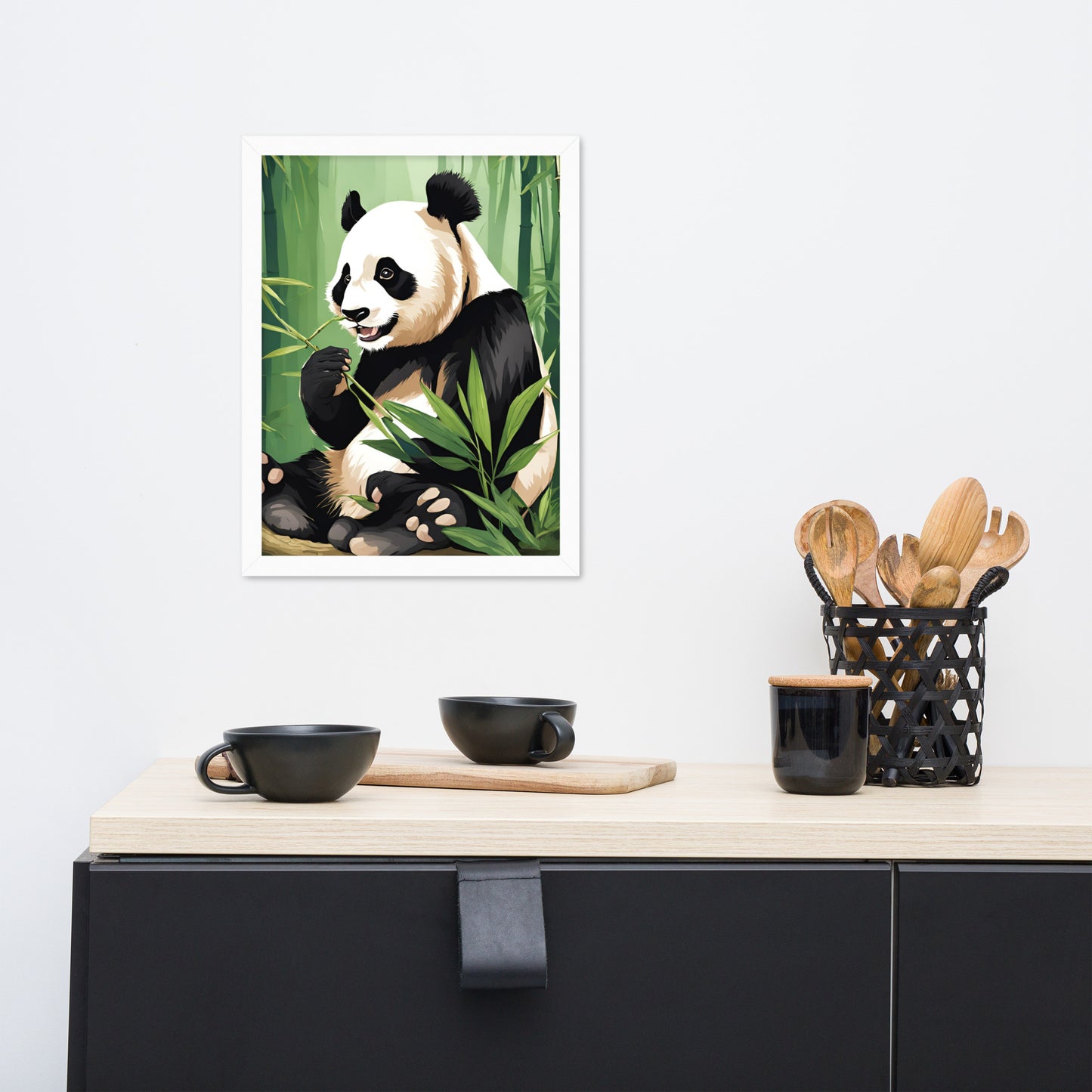 Happy Panda | Wood Framed Print - Blisscotto